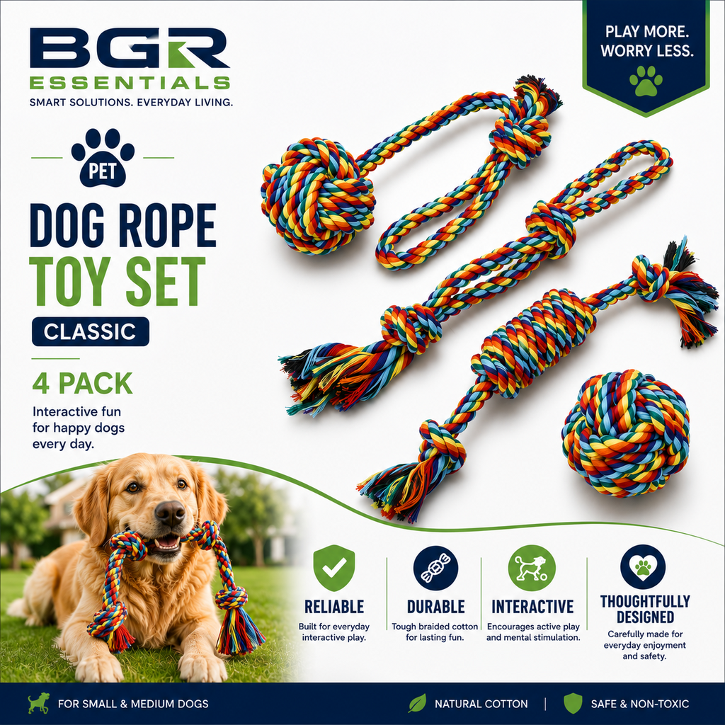 Classic Cotton Rope Dog Toys – 4 Pack