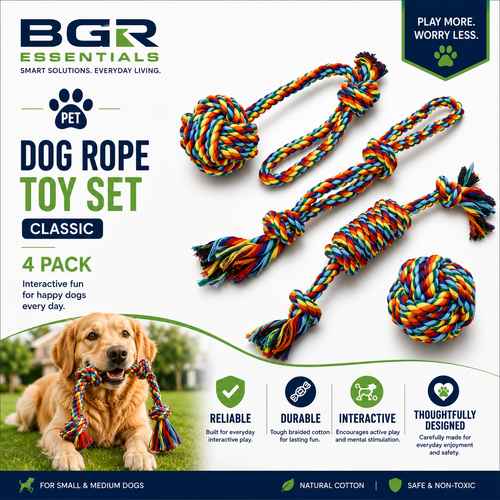 Classic Cotton Rope Dog Toys – 4 Pack